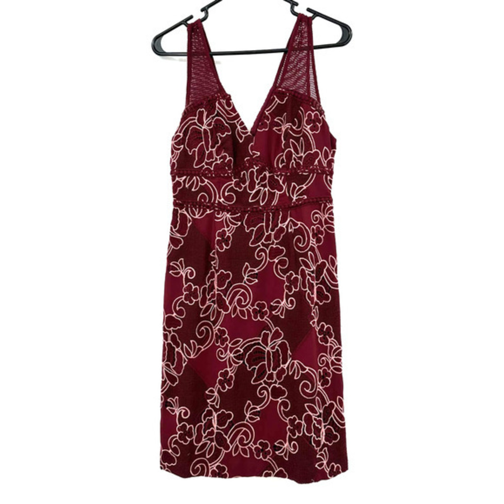 Moulinette Soeurs size 4‎ ariana lace column dress burgundy floral fitted